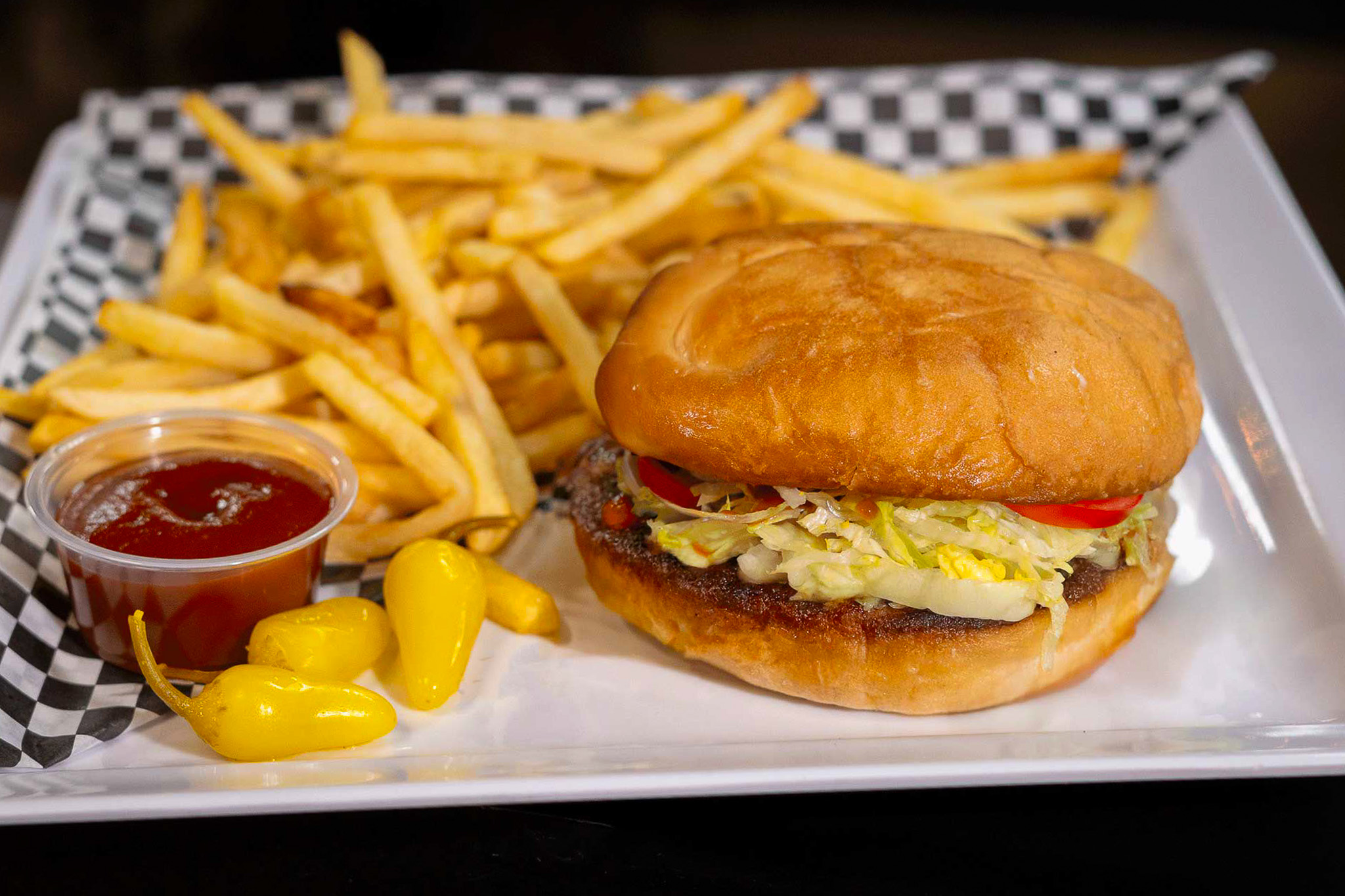La Classic Burger with fries